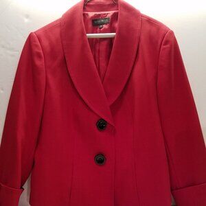 John Meyer Suit Jacket Blazer 16 Fire Red 7/8 Sleeves Fully Lined Roll Collar
